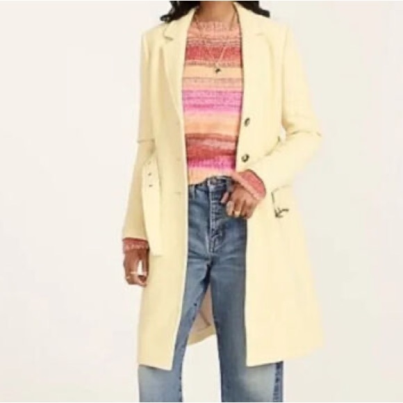 J. Crew Jackets & Coats J Crew Pale Yellow Belted Lady Day Coat In
